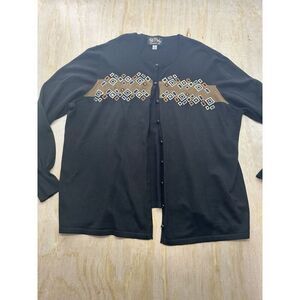 Bob Mackie Plus Size Wearable Art Bronze Gold Copper Cardigan 1X